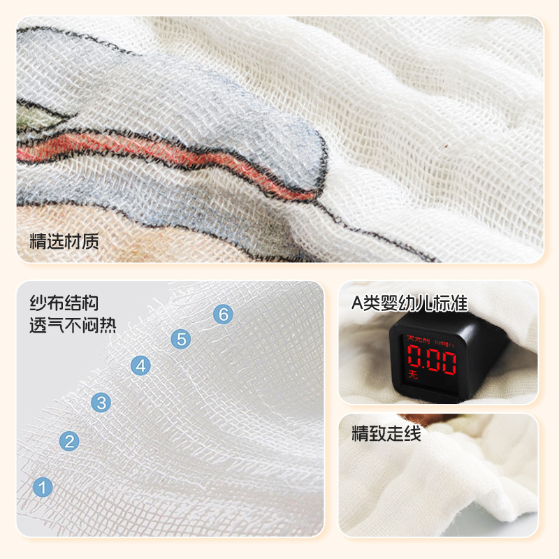 Antibacterial cotton six-layer gauze baby square towel class a children's series small towel newborn baby saliva towel