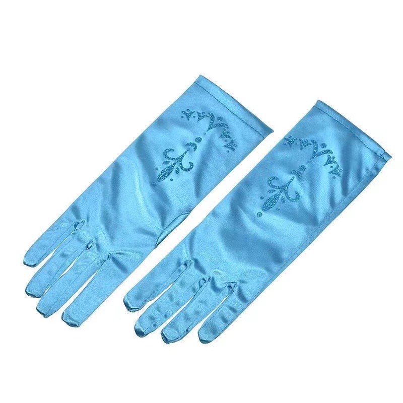 Factory Direct Sales Frozen same style Princess Elsa Gloves girl role play toy satin printed gloves