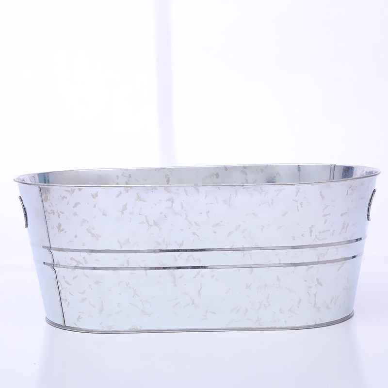 Oval Ice Bucket Bar Ktv Universal Ice Bucket Galvanized Tinplate Ice Bucket Outdoor Oval Galvanized Bucket