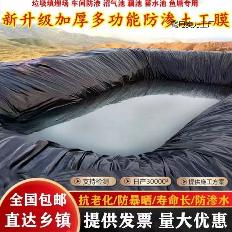 Black Geomembrane for Fish Ponds, Anti-Seepage Membrane, Thickened Waterproof Pool Membrane for Fish Ponds