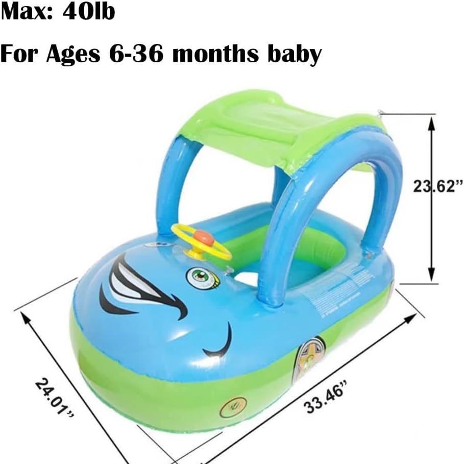 3 Colors of Children's Inflatable Swimming Rings, Car-Shaped Seat Rings, Outdoor Sun Protection and Shading, Removable and Thickened Seat Rings