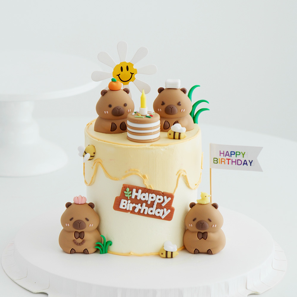 Trendy Capybara Cake Decoration Figurine Cartoon Animal Baking Desktop Children's Ornament Car Accessory