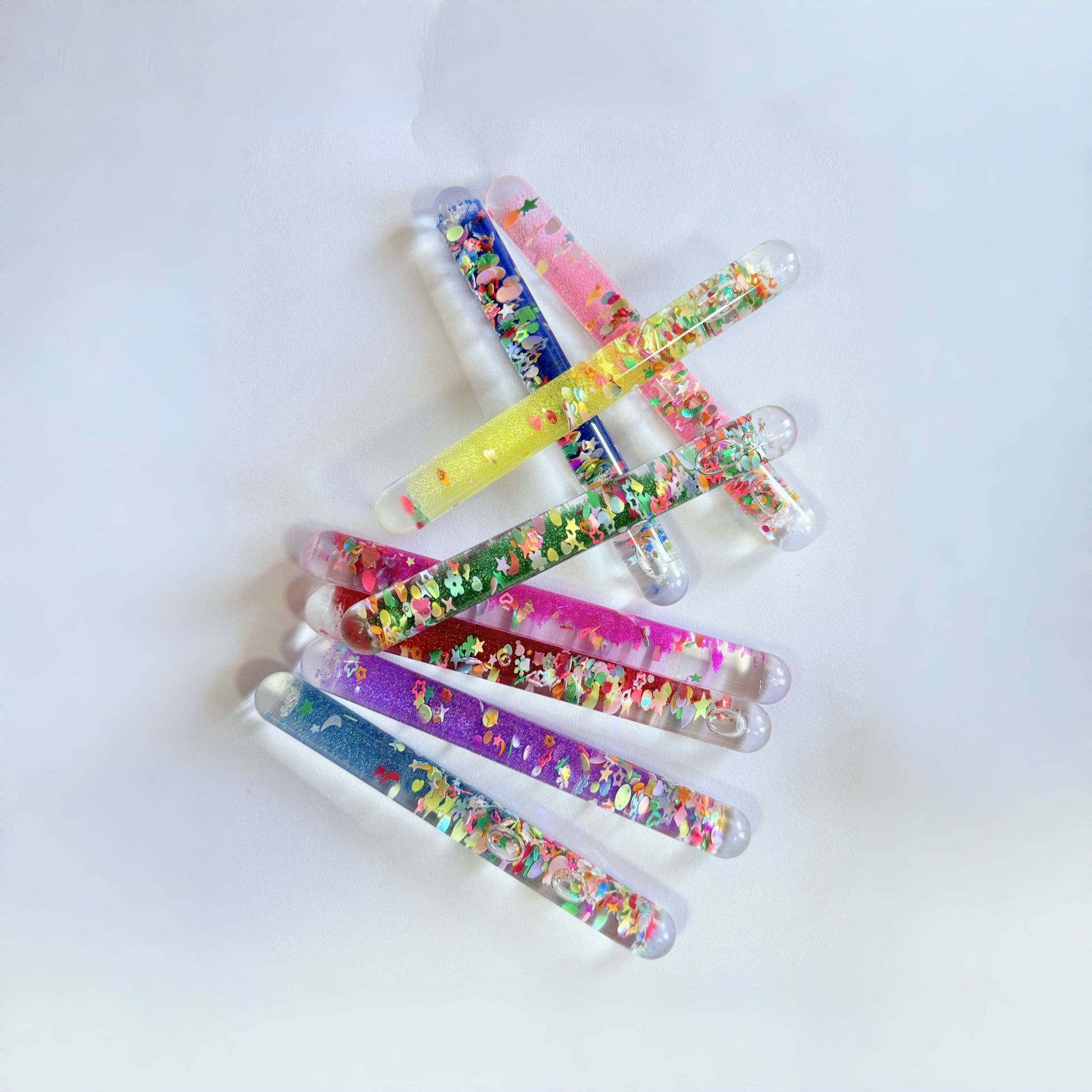 Cross-Border Liquid Glitter Stick Short Decompression Rotating Stick Short Oil-Filled Quicksand Stick Timer Decompression Artifact