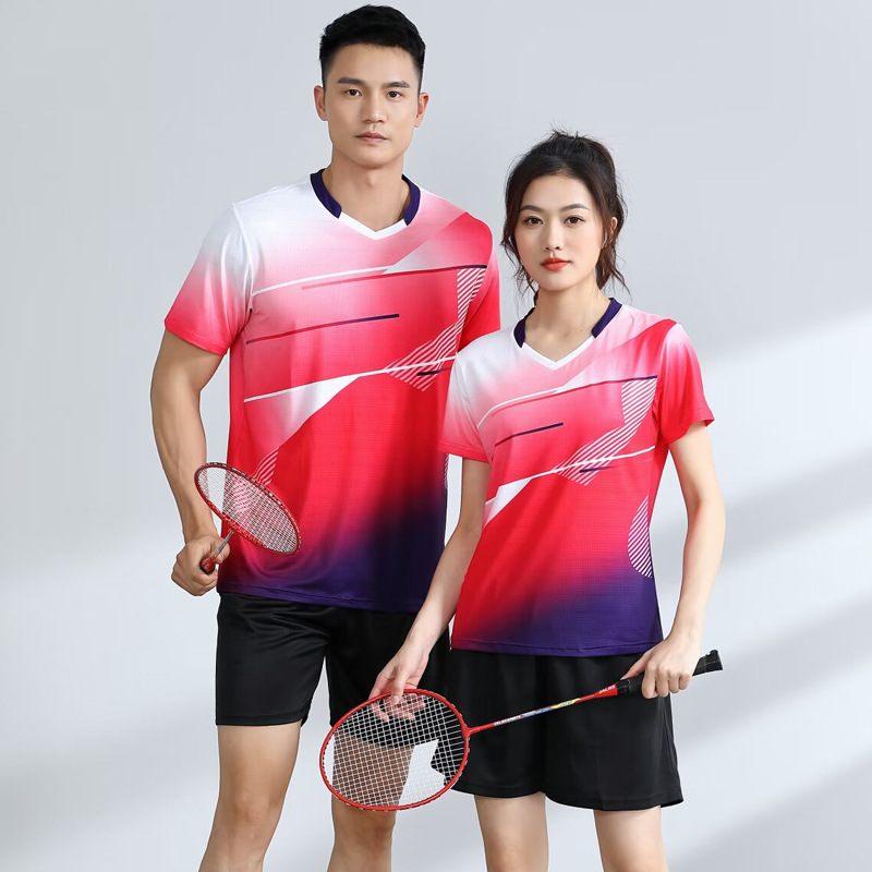 Badminton Clothing Sports Quick-Drying Short-Sleeved Suit Breathable Table Tennis Game Training Clothing Men's and Women's T-Shirt Tops Customized