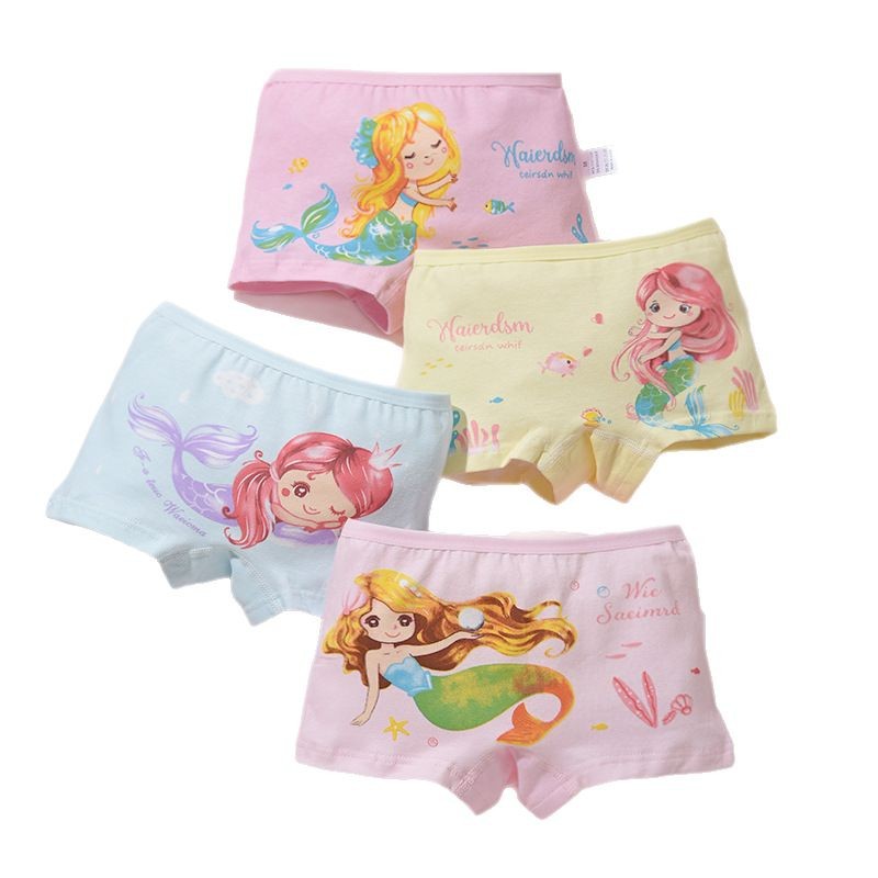 Children's Underwear for Girls, Pure Cotton Crotch, Small Children's Boxer Briefs, Infant Baby Four-Corner Shorts, Little Girl Shorts, Student