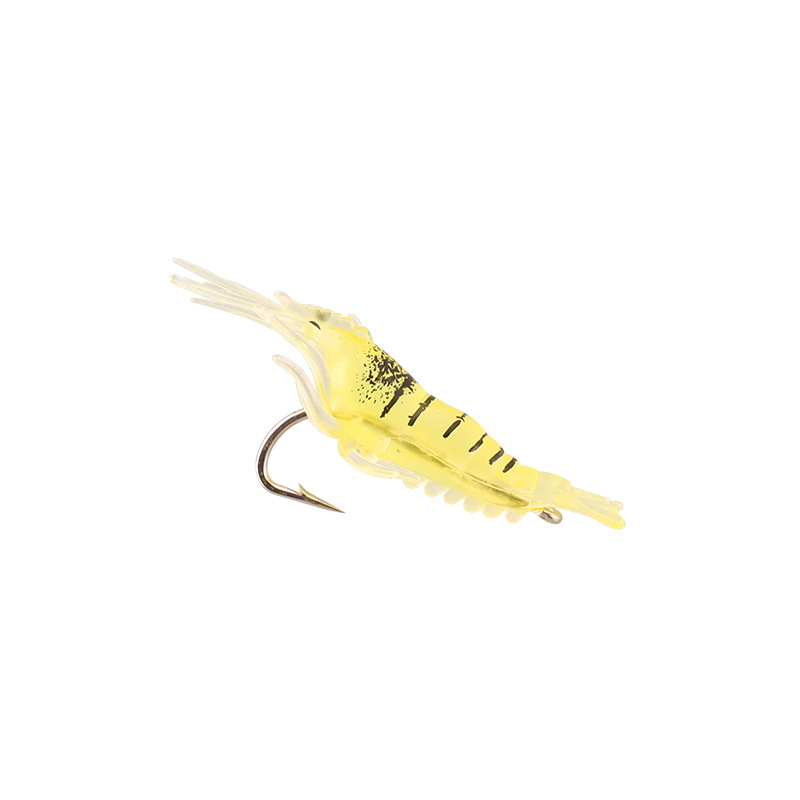 Luya Simulation Grass Shrimp Luminous Hook Shrimp Bass Killing Sea Fishing Freshwater Fake Bait Soft Bait Bionic Hook