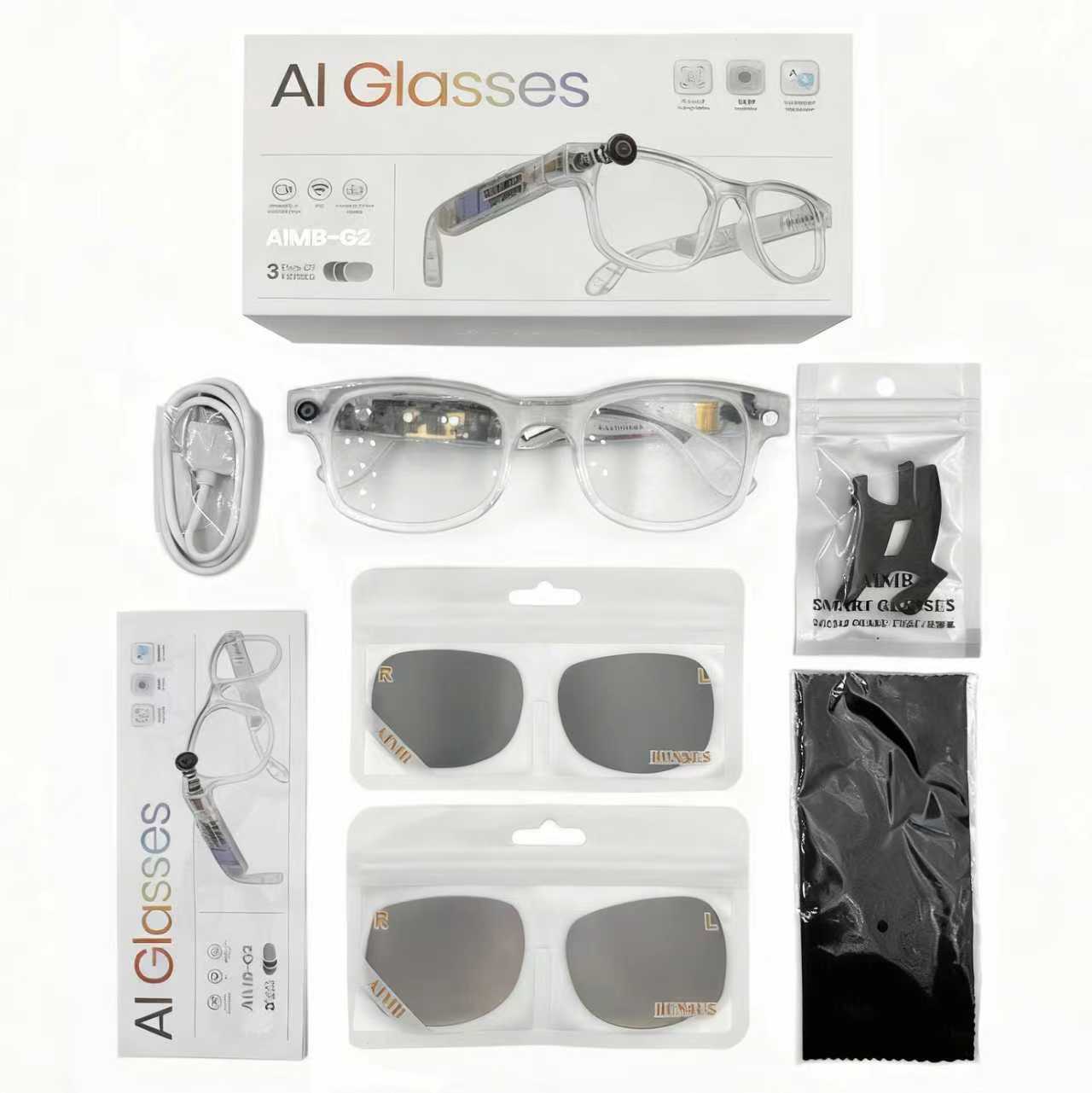 8 Million Pixel Smart Glasses Aimb-G2 Photo and Video 1200P Audio and Video Ai Translation + Music Control