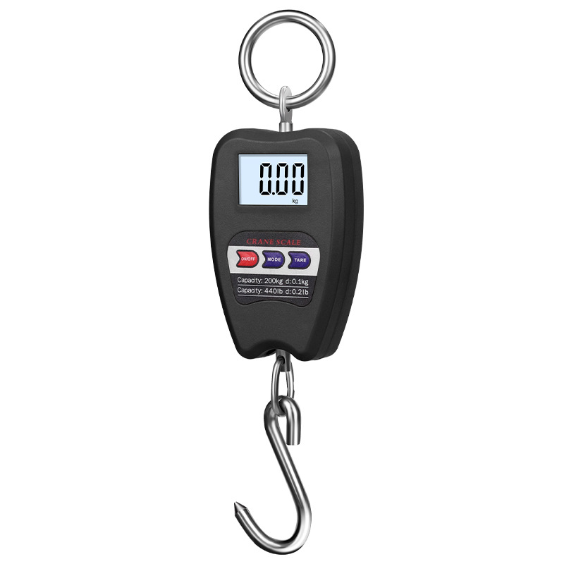 Cross-Border Export Digital Crane Scale 200kg Small Measurement Scale Digital Scale Satchel Scale Black Industrial Hook Scale