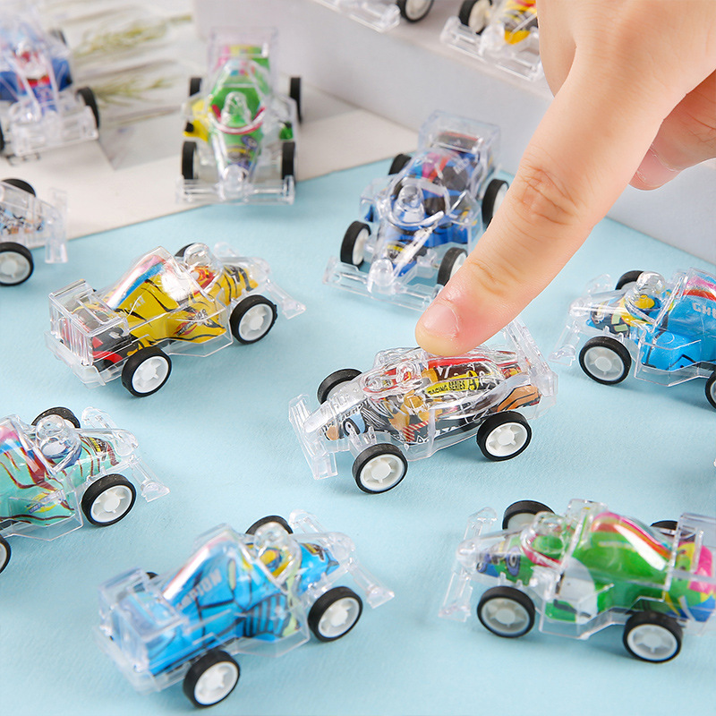 Children's cartoon mini transparent double-layer pullback equation car kindergarten small gift sugar play small toy kindergarten gift