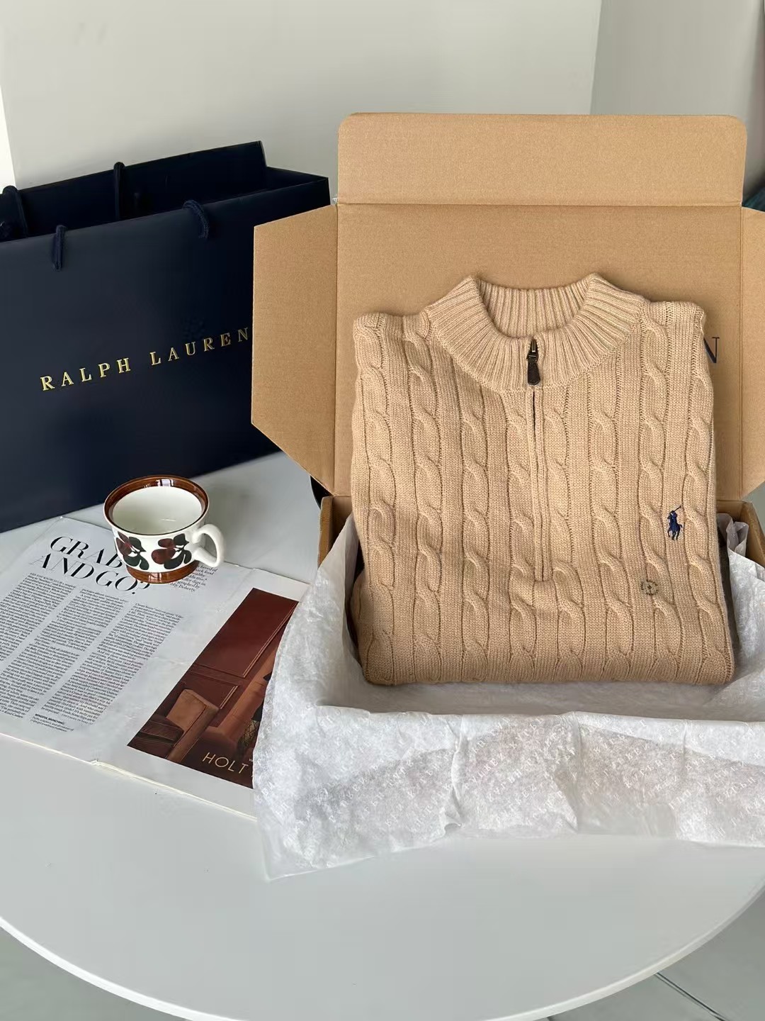 LR couple's half zipper sweater can sweep 90% wool + 10% cashmere