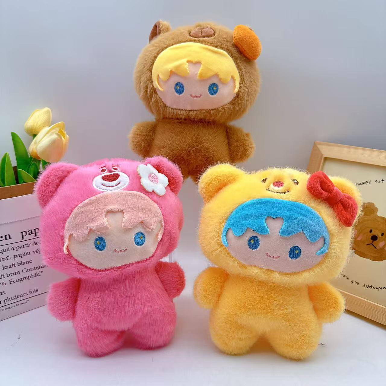 New plush toy manufacturers wholesale eight-inch grab doll doll clip machine doll video game city gift bear leather shell