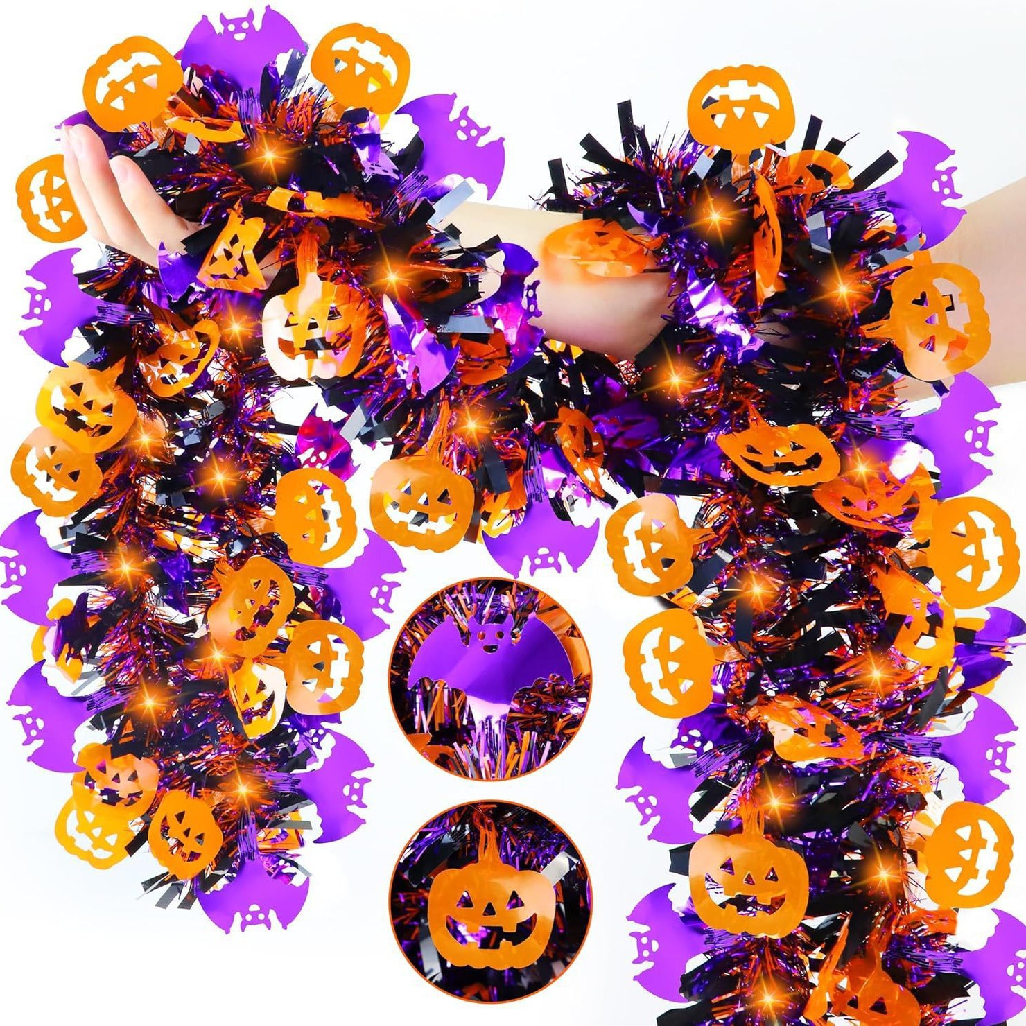 Chen Lin party decoration color strip pumpkin ghost wool Halloween scene decoration flower encryption ribbon