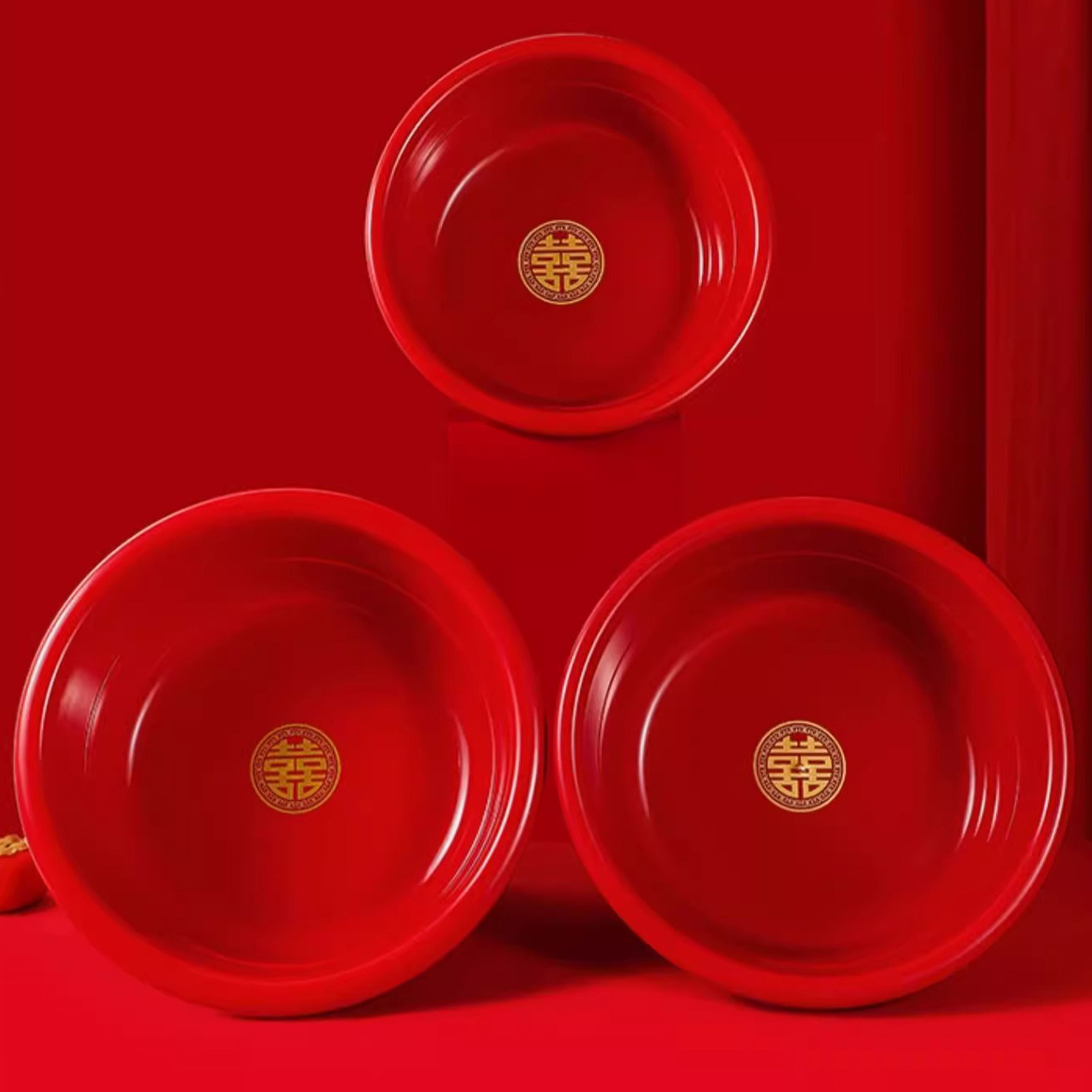 Wedding basin dowry red washbasin wedding supplies wedding wedding bride dowry plastic washbasin