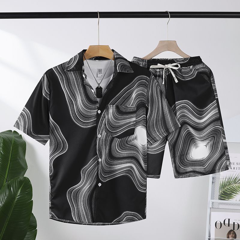 Summer Island Clothing Sanya Hawaiian Shorts Summer Shirt Beach Short-sleeved suit Fashionable Couples Travel Family Clothing