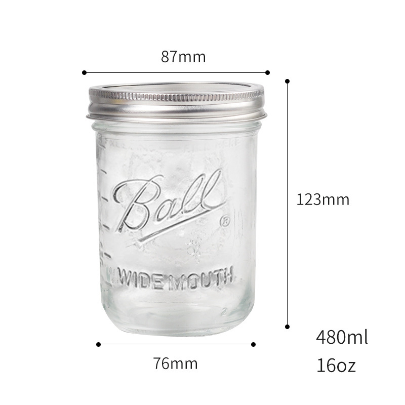 Split Lid Glass Mason Jar Tobacco Jar Transparent Mason Jar Sealed Storage Jar Grain Moisturizing Jar 480ml