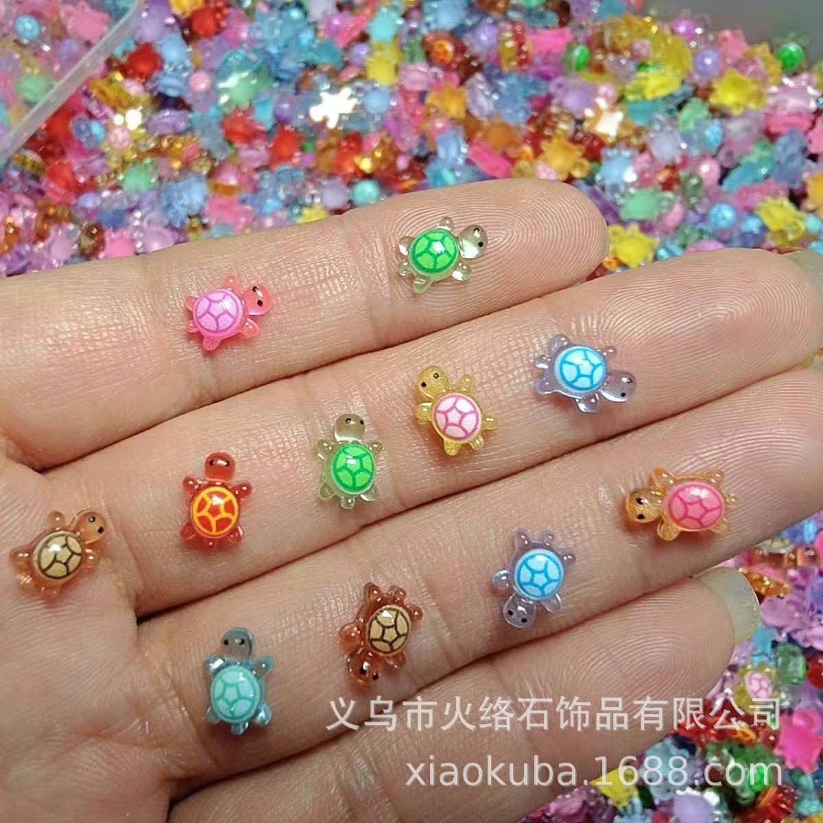 Mini New Cartoon Luminous Cream Turtle Resin Cute Explosions Nail Art Ornaments Upgrade Turtle Diy Accessories