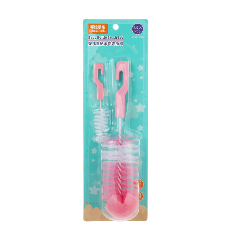 Dorado cloth baby bottle brush/nipple brush with hook cleaning sponge head paper card packaging bottle brush 6108