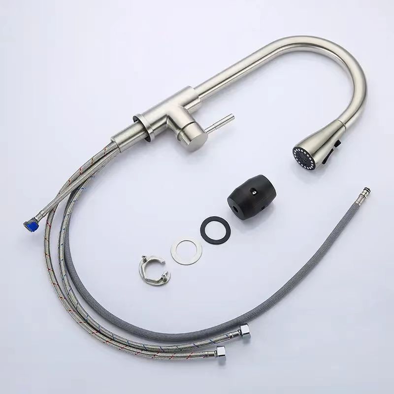 Cross-border 304 stainless steel pull-out faucet vegetable basin sink universal kitchen vegetable basin hot and cold faucet