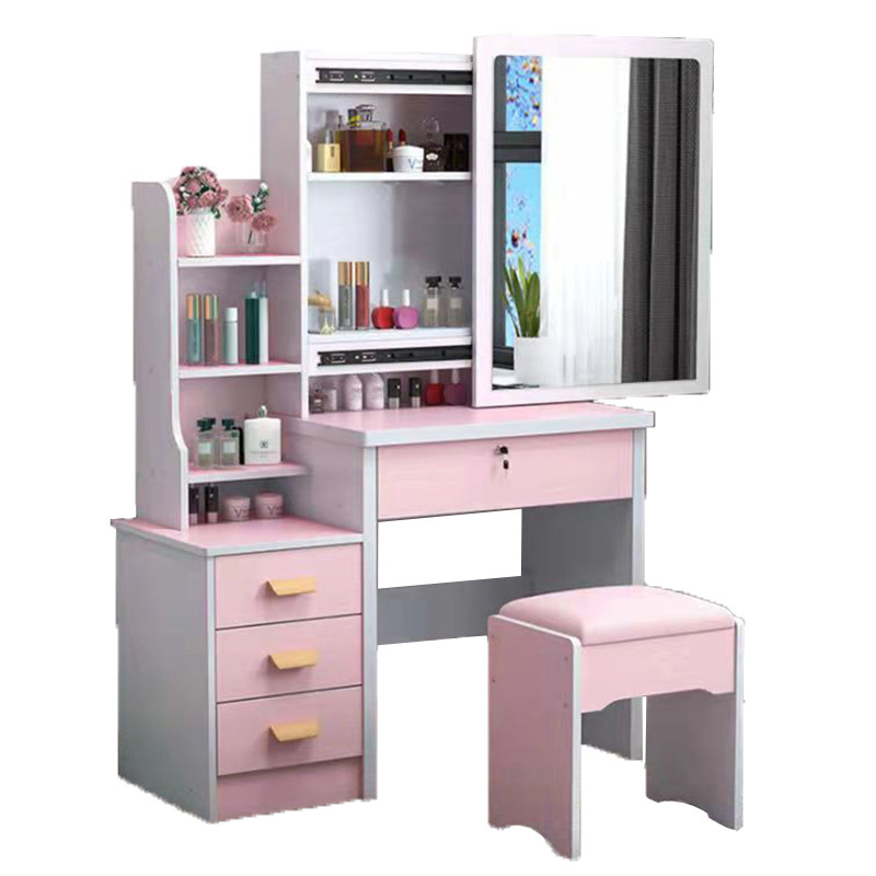 Dresser Dressing Table 2024 New Bedroom Small Apartment Simple Rental House Makeup Table Push-pull Mirror Makeup Table
