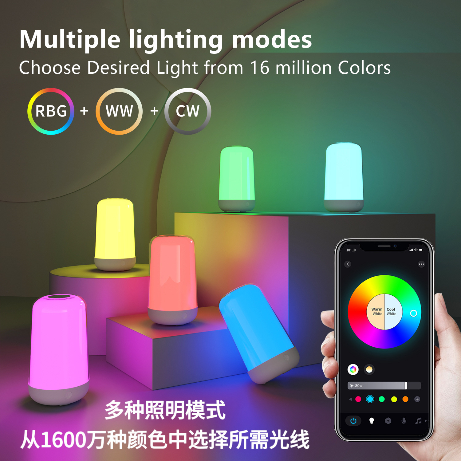 Led Smart Bedside Lamp Touch Night Light Bluetooth Music Speaker Atmosphere Light Sound Pickup Rhythm Bedroom Sleep Lamp