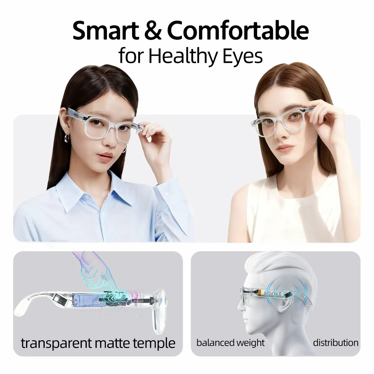 8 Million Pixel Smart Glasses Aimb-G2 Photo and Video 1200P Audio and Video Ai Translation + Music Control