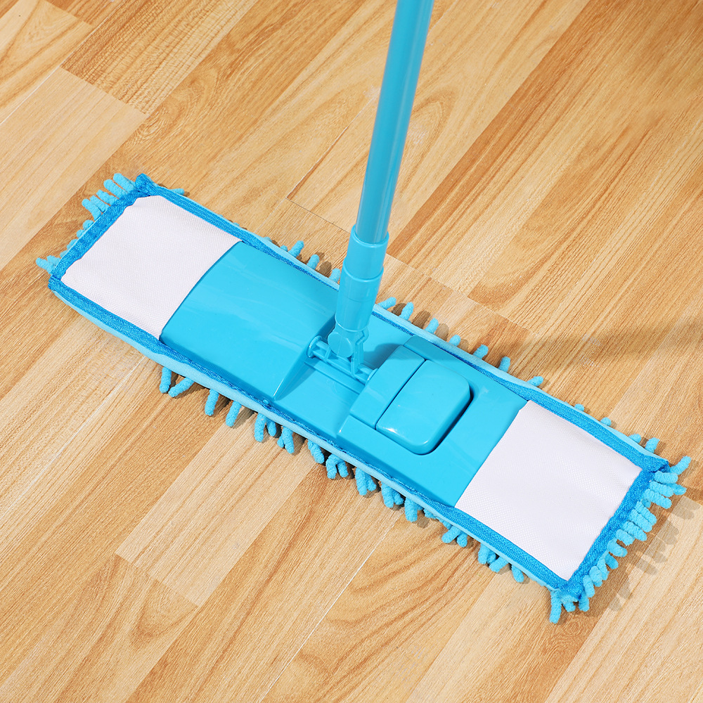 Home Flat Mop Clip Towel Solid Wood Mop Chenille Mop Wet and Dry Lazy Stainless Steel Mop
