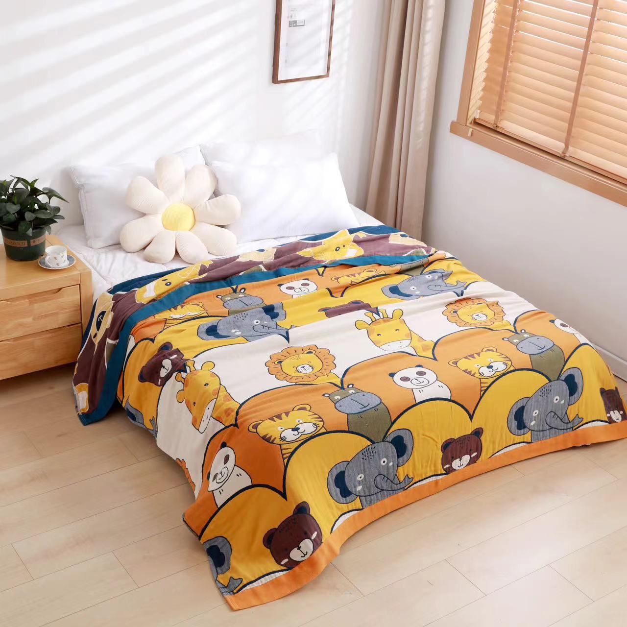 New Pure Cotton Gauze Cover Blanket Single and Double All Cotton Towel Quilt Four Seasons Nap Blanket Air Conditioning Blanket Bed Sheet Nap Blanket