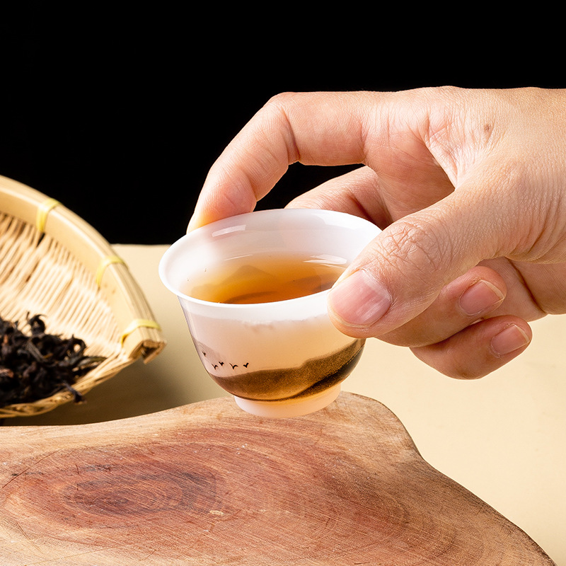 Disposable Kung Fu Tea Cup, High-End Portable Office Food-Grade Hospitality Chinese Style Tea Cup, Thickeneded and High Temperature Resistant