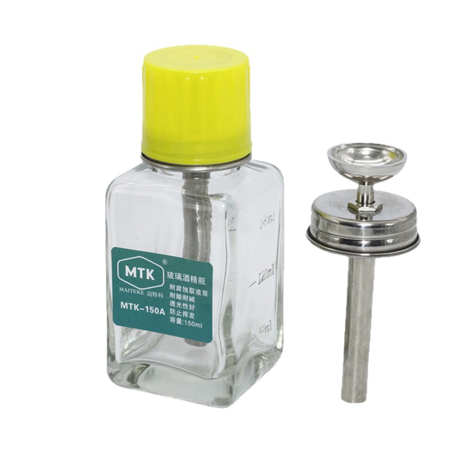 Press-Type Glass Alcohol Bottle Thickened Copper Core Transparent Industrial Anti-Static Alcohol Bottle Manicure Press Bottle Wholesale