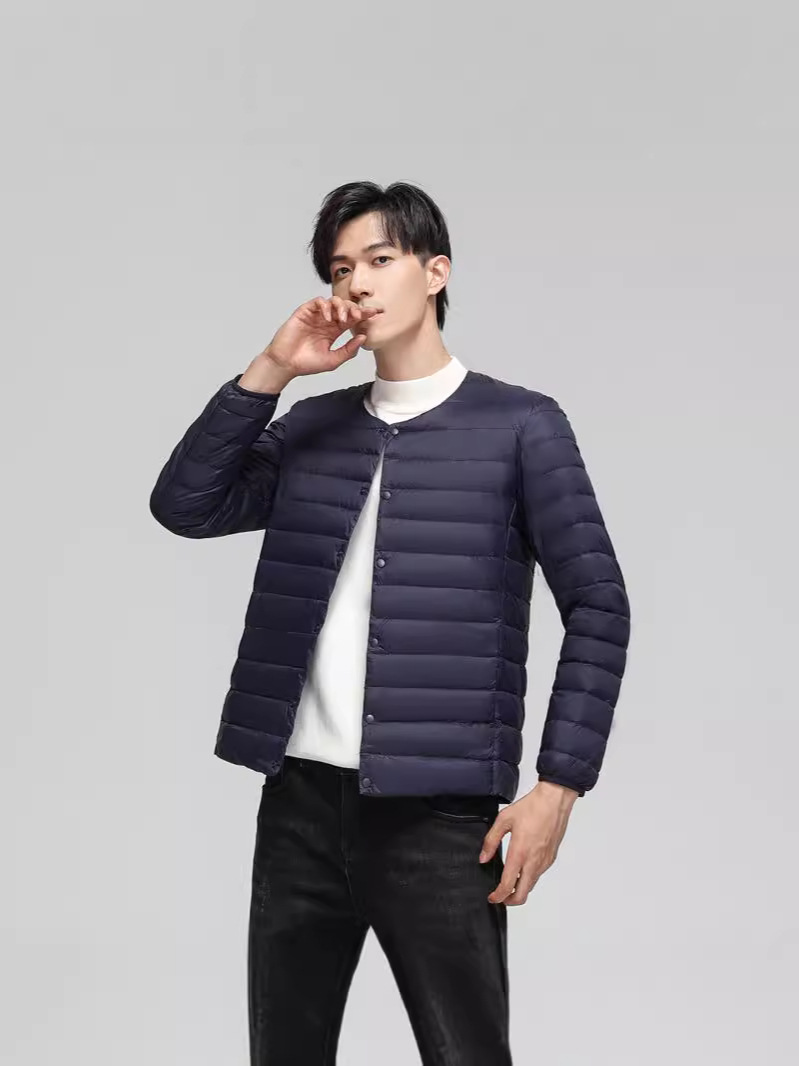 90 velvet men's light down jacket wholesale outer wear round neck fashion thin plus size white duck down men's coat
