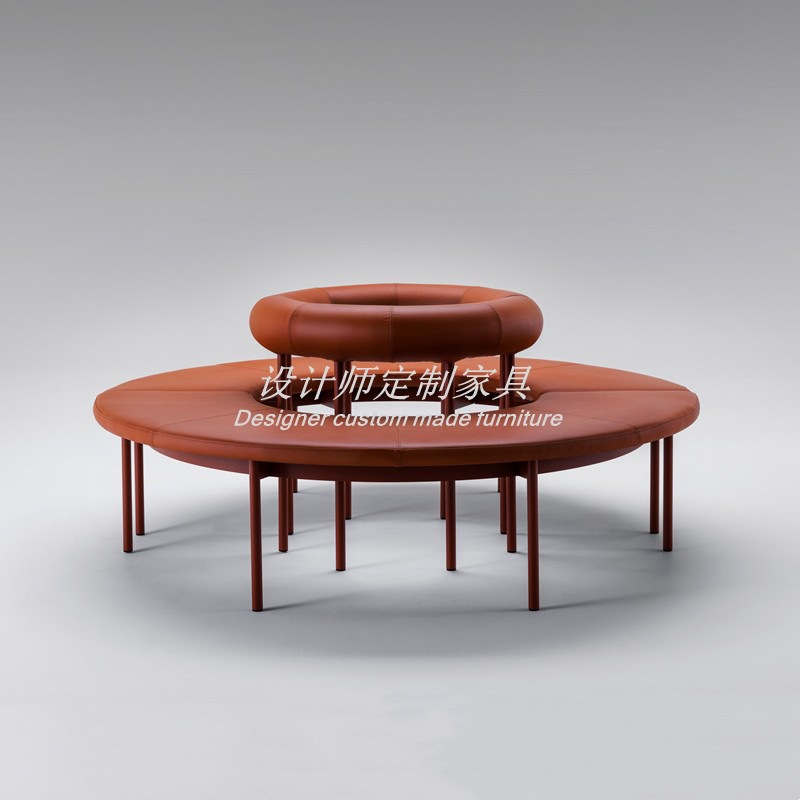 Nordic Minimalist Metal Leather Art Long Dining Chair Milk Tea Shop Cafe Curved Booth Restaurant Club Backrest Long Dining Stool