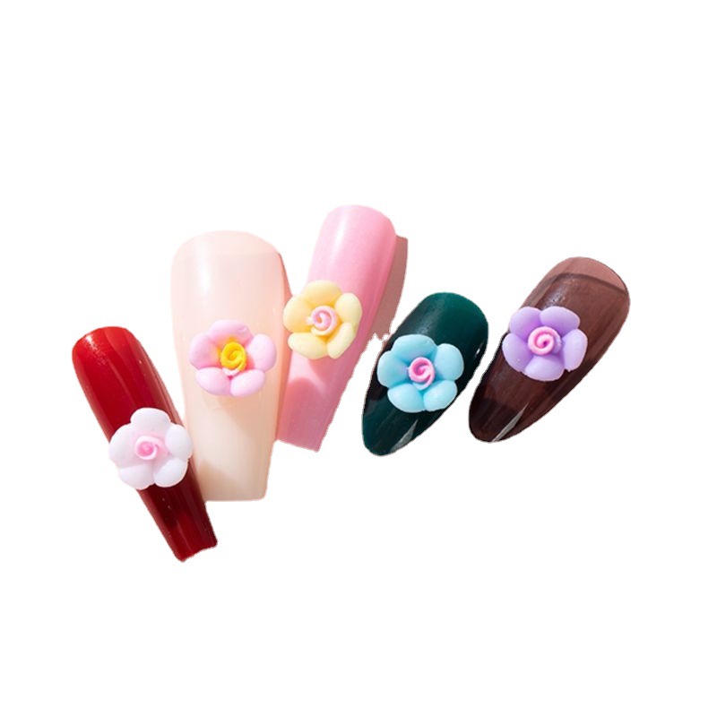 Internet Celebrity Explosions Custom Two-color Fleshy Five-petal Small Flower Nail Art Accessories Emulation Cream Gel Luminous Sequin Decoration