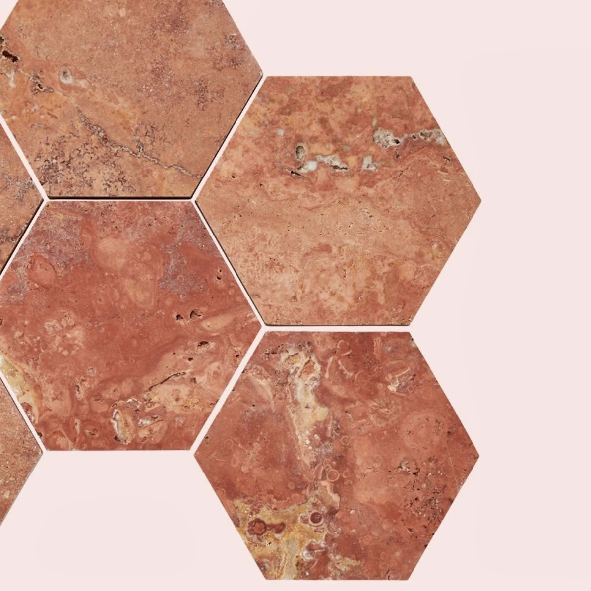 Red Travertine Marble Manufacturer Tufa Geometric Hexagonal Mosaic Tile Floor Tile Coaster
