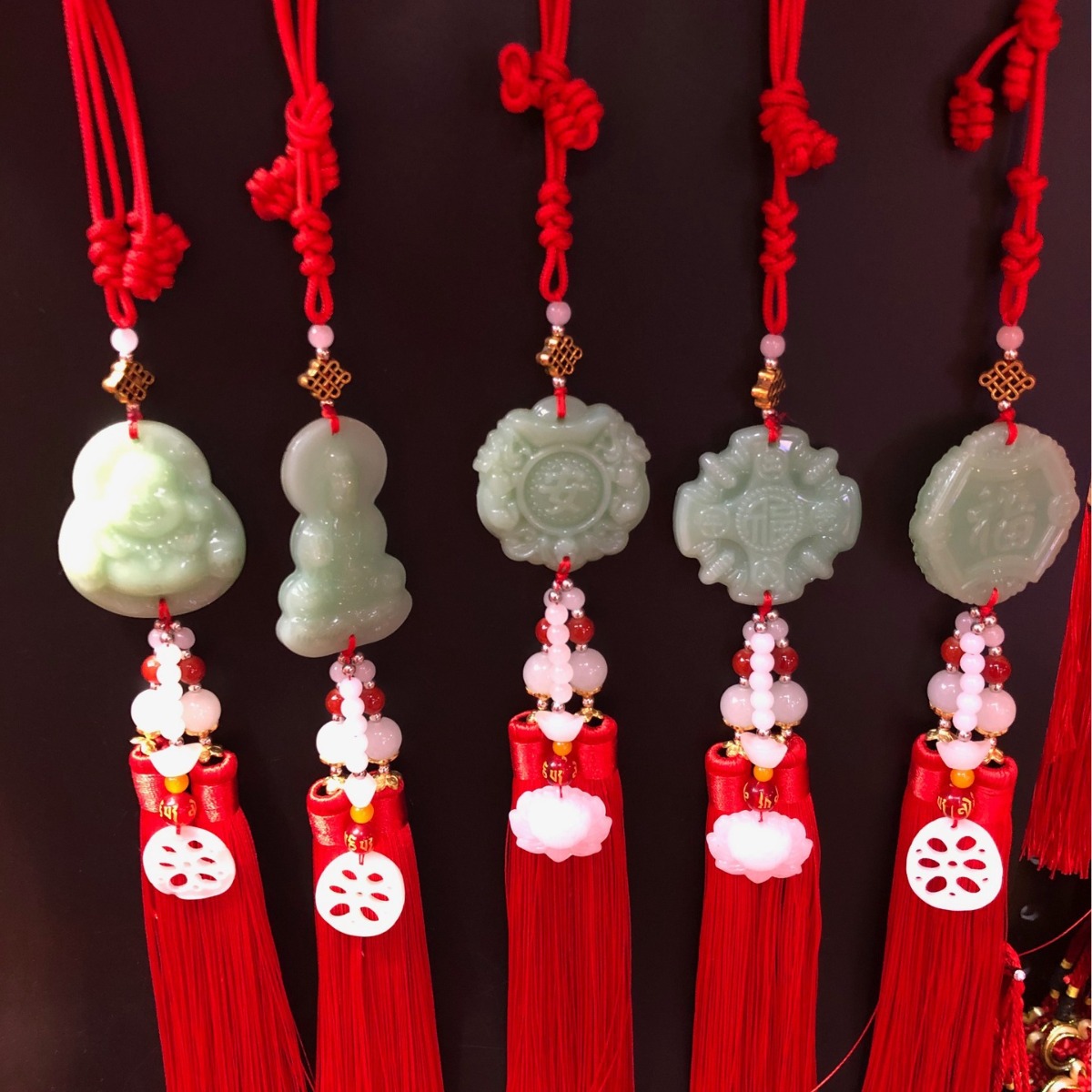 Six-Character Mantra Ingot Lotus Root Slices Imitation Jade Smooth Sailing Wealth Pixiu Buddha Guanyin Car Pendant for Attracting Wealth