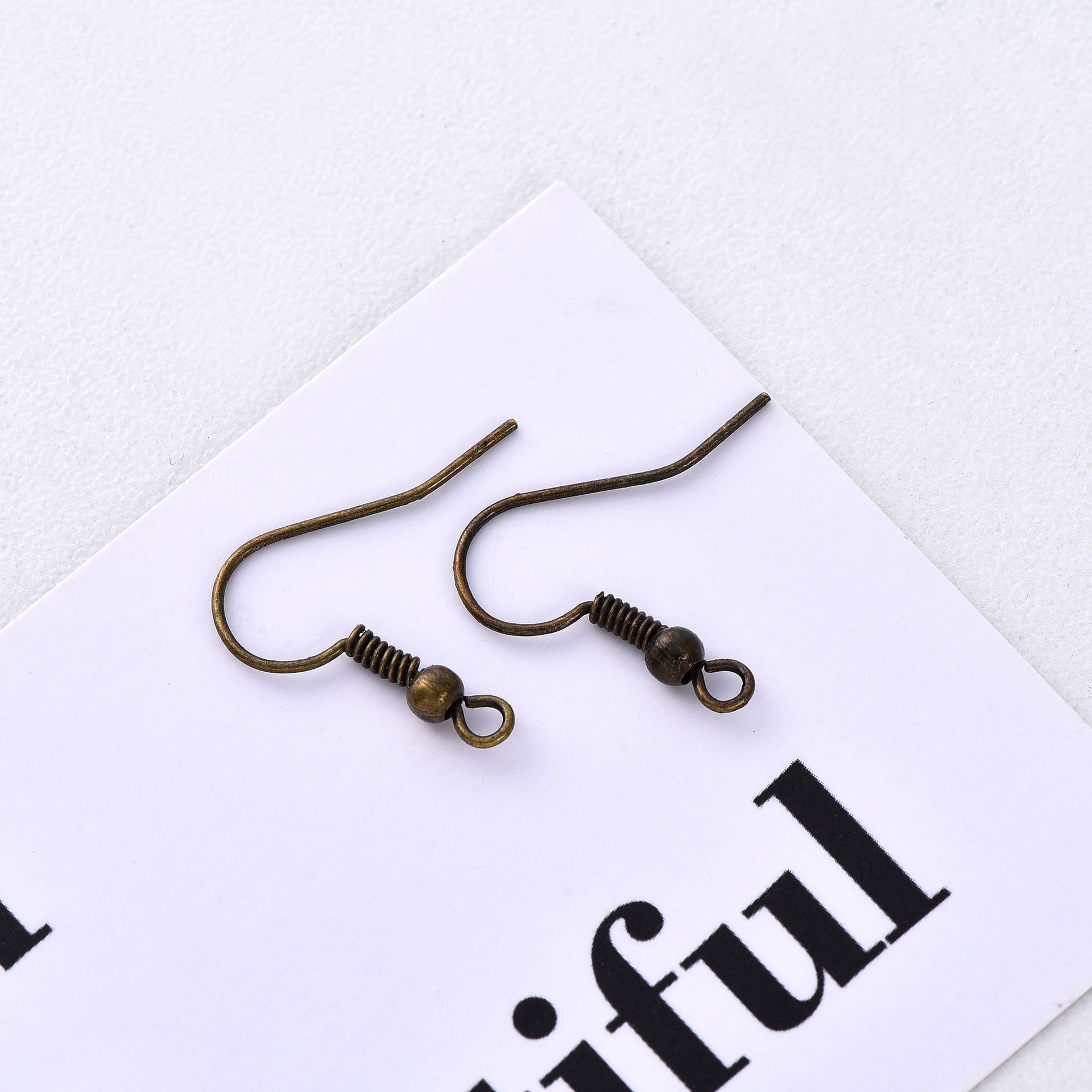 Japanese and Korean 16K Gold Color Ear Hook Spring Plus Ball Metal Big Ear Hook Handmade DIY Jewelry Accessories Earrings Gold