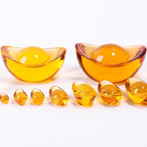 Оптовая продажа кристаллического слитка, желтый кристалл, золотой слиток, домашнее украшение, стеклянные слитки, ремесленные изделия