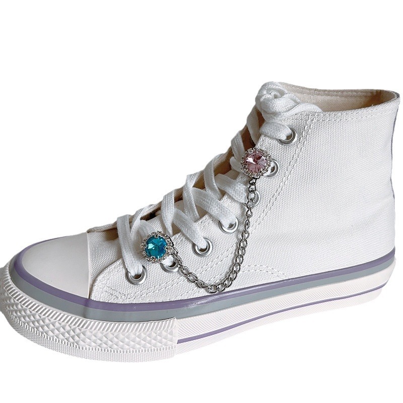Dopamine Diamond-embedded stainless steel chain shoe buckle light luxury all-match canvas shoes removable shoe clip ins style shoe accessories