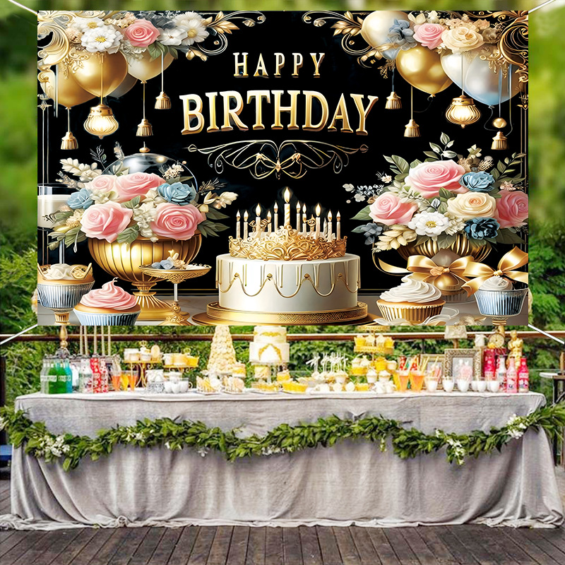 Cross-border new birthday banner happy birthday party background major festival series birthday banner