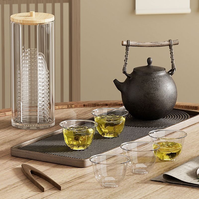 Disposable Kung Fu Tea Cup Thickeneded High Temperature Resistant Crystal Cup Office Reception Cup Tea Cup Commercial Hard Plastic