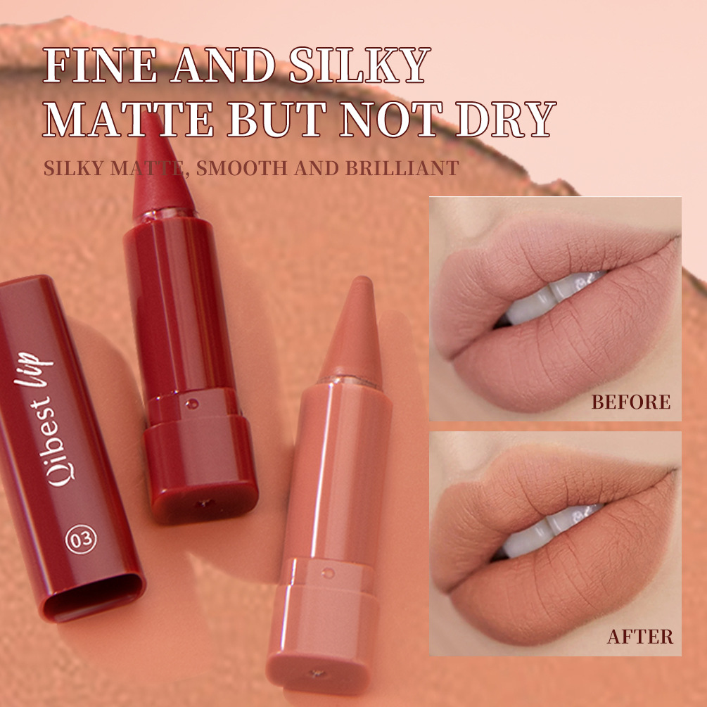 Qibest Cross-Border Long-Lasting Easy-To-Color Matte Matte Rotating Lipstick Pen Natural Waterproof Lipstick Lip Liner Makeup