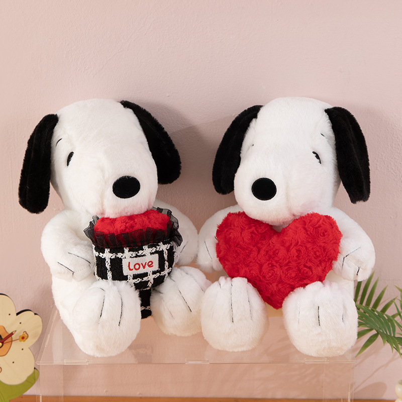 New Flower-Hugging Snoopy Plush Toy Valentine's Day Love Snoopy Doll Doll as a Holiday Gift for Girls