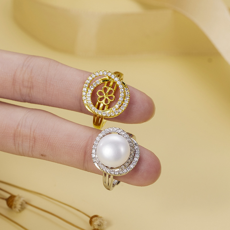 Кольцо с пресноводной жемчужиной и цирконами, оптовая продажа, ювелирные изделия DIY