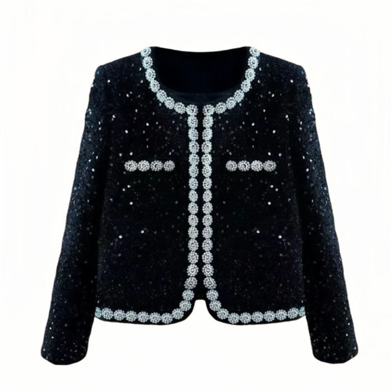 French-Style Chanel-Inspired Heavy-Duty Spring and Autumn Jacket with Beads, 2025 New Short High-End Versatile Light Luxury Top