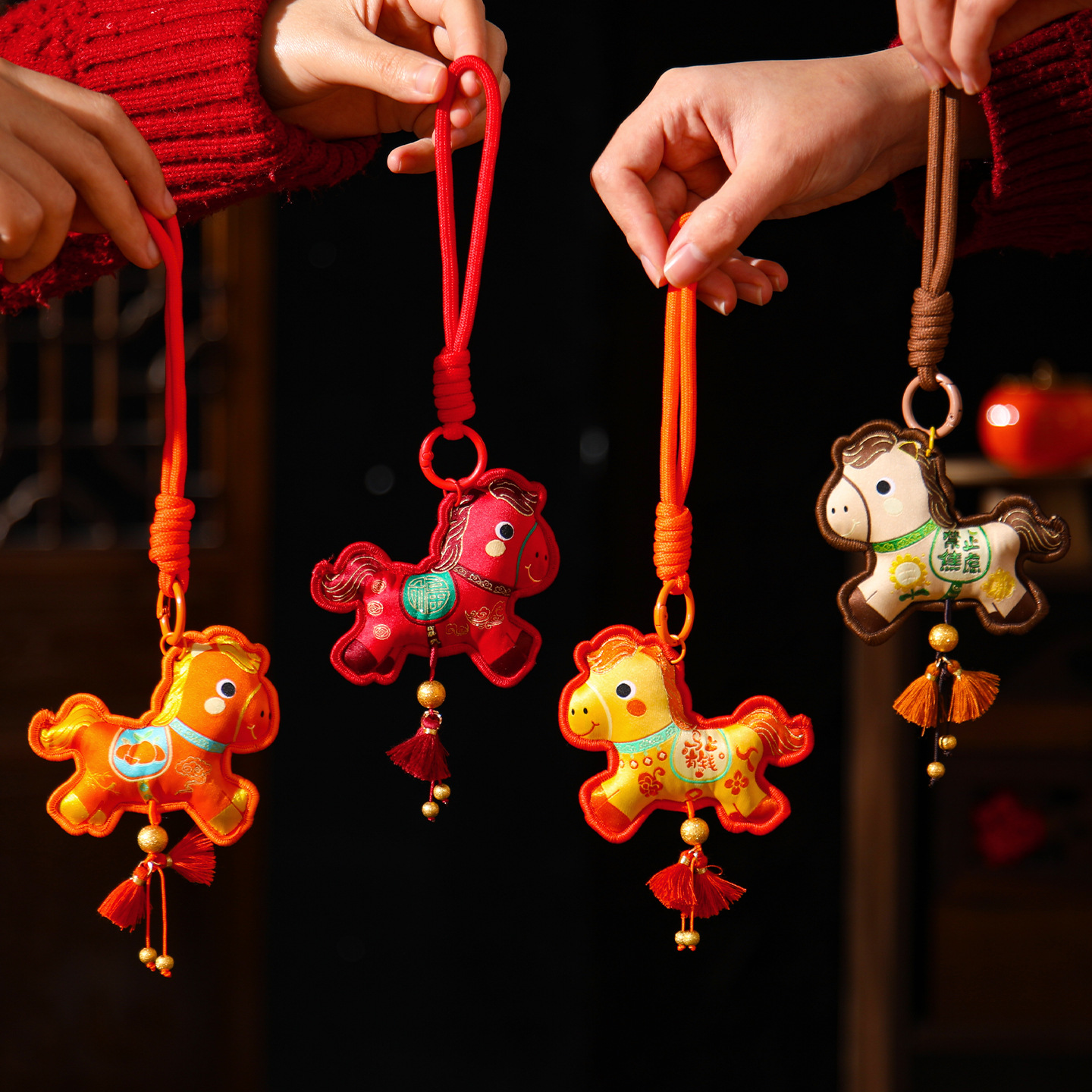 2026 New Year Embroidered Pony Sachet Pendant New Chinese Style Year of the Horse Creative Sachet Pendant Tassel Car Hanging Door Hanging