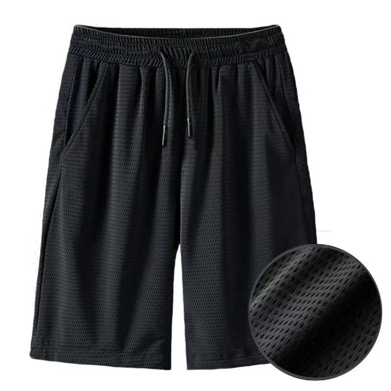 Summer Casual Ice Silk Sports Shorts Men's Thin Running Quick-drying Pants Mesh Breathable Loose Pants Men's Wear