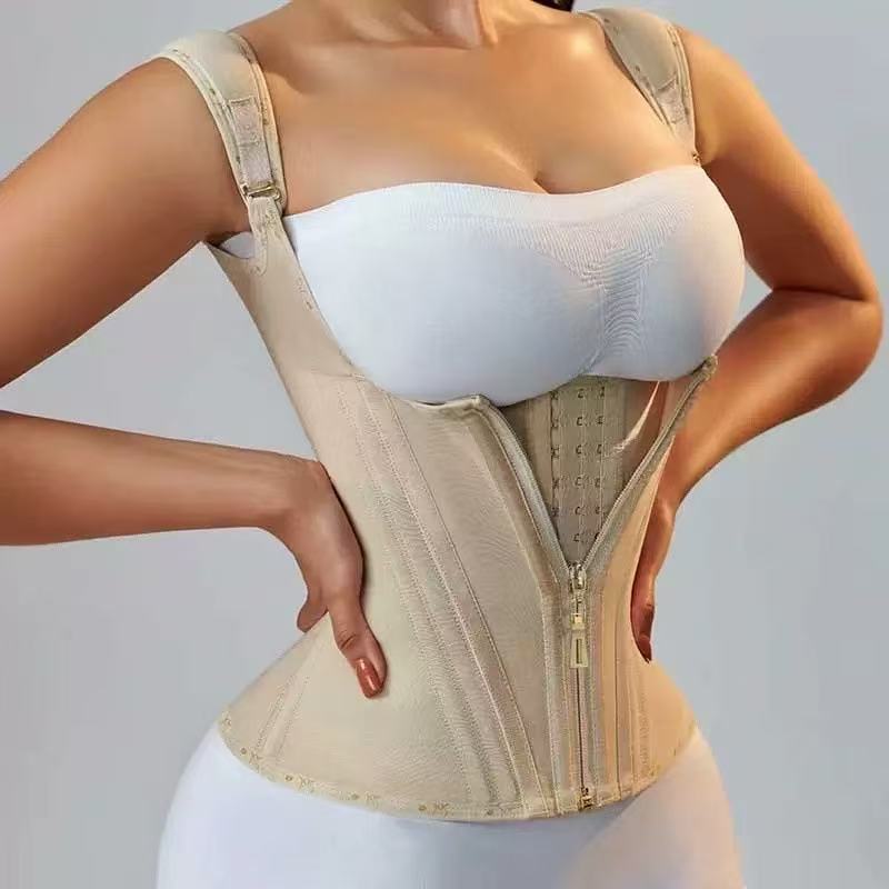 Cross-Border Tummy Control Latex Vest Style Zipper Button Sports Shapewear Top Tight Corset Waist Trainer