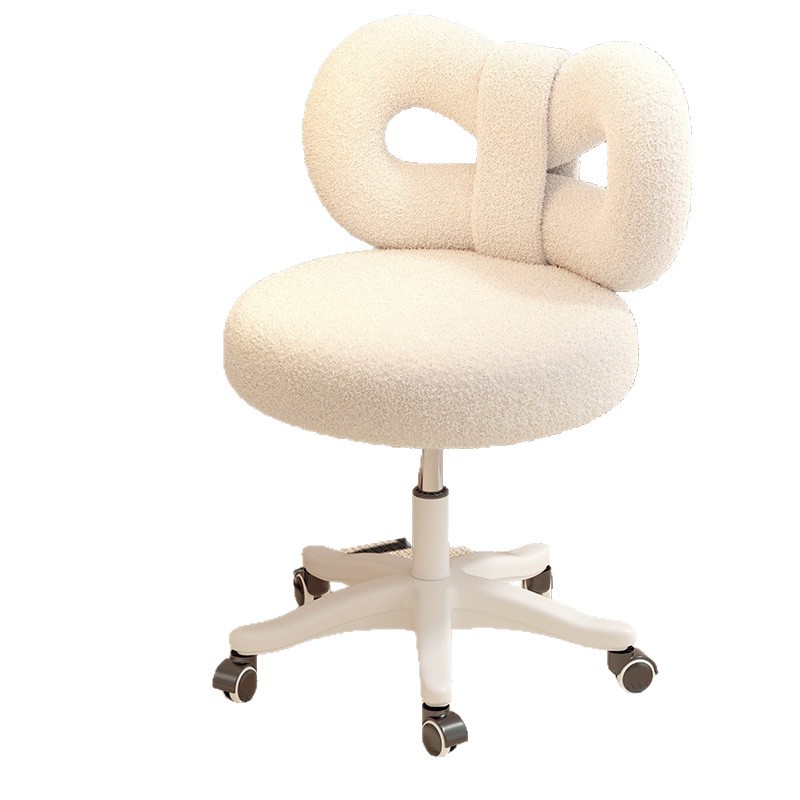 Makeup Chair for Girls' Bedroom, Modern Minimalist Dressing Table Stool, Light Luxury Manicure Lift Bow Backrest Chair