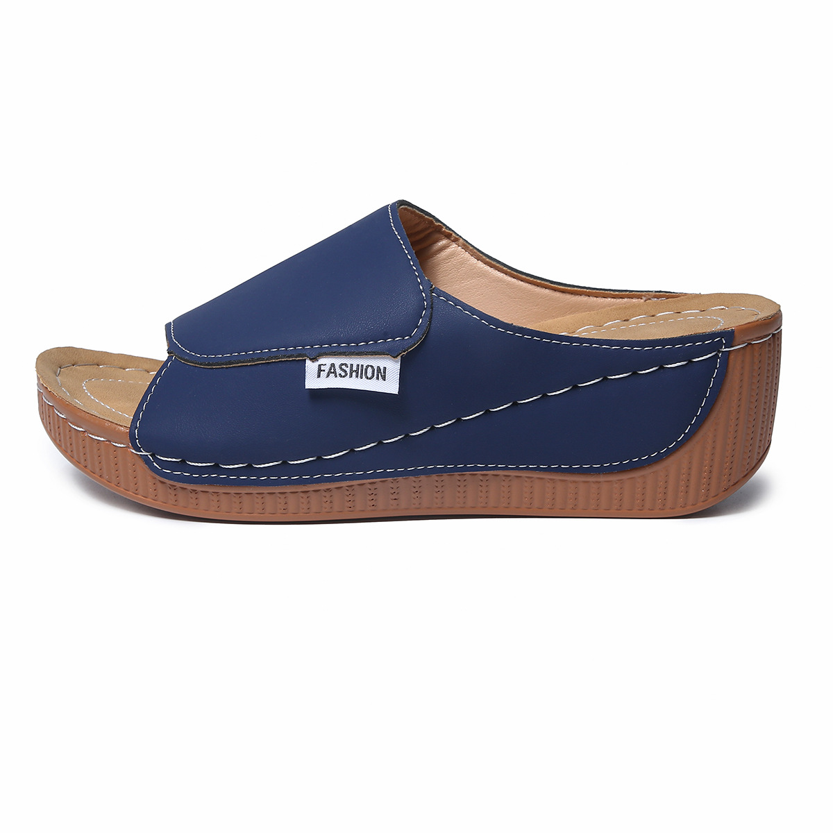 Foreign trade plus size platform slippers women 2025 new summer simple fashion fish mouth wedge slippers women's shoes in stock