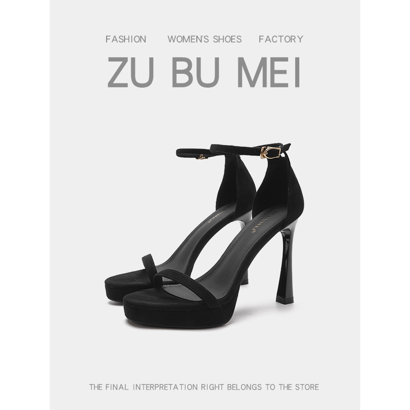 113-1 Sexy Open-Toe Round-Toe Stiletto Sandals for Women Summer 2025 New Waterproof Platform Non-Tiring High Heels