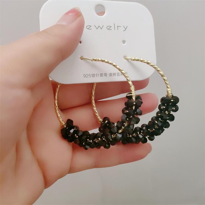 Серьги в форме больших колец, обернутые кристаллом, корейский новый модный высококачественный дизайн